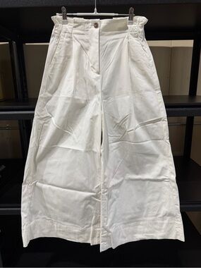 Wide Leg White High-Waist Trousers